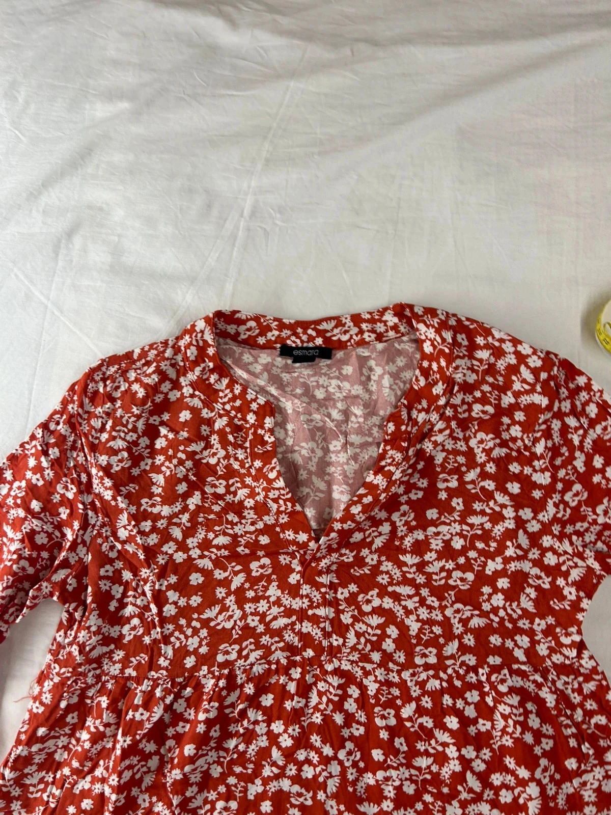 Rode lange jurk met witte print esmara – photo 7